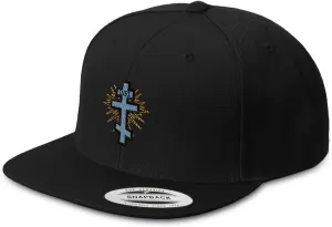 Snapback Hat for Men Flat Brim Hats Orthodox Cross Jesus Christ Religious Faith Embroidered Flat Bill Hat