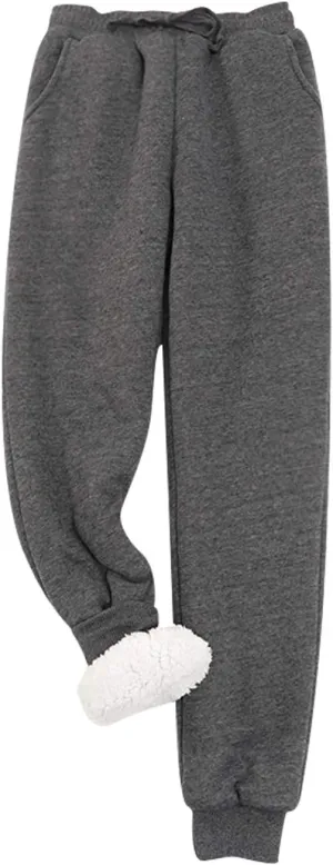 Snoly Women's Winter Warm Athletic Sherpa-Lined Jogger Sweatpants Running Active Thermal Fleece Running Pant Trousers
