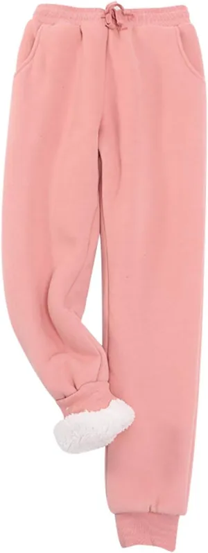 Snoly Women's Winter Warm Athletic Sherpa-Lined Jogger Sweatpants Running Active Thermal Fleece Running Pant Trousers