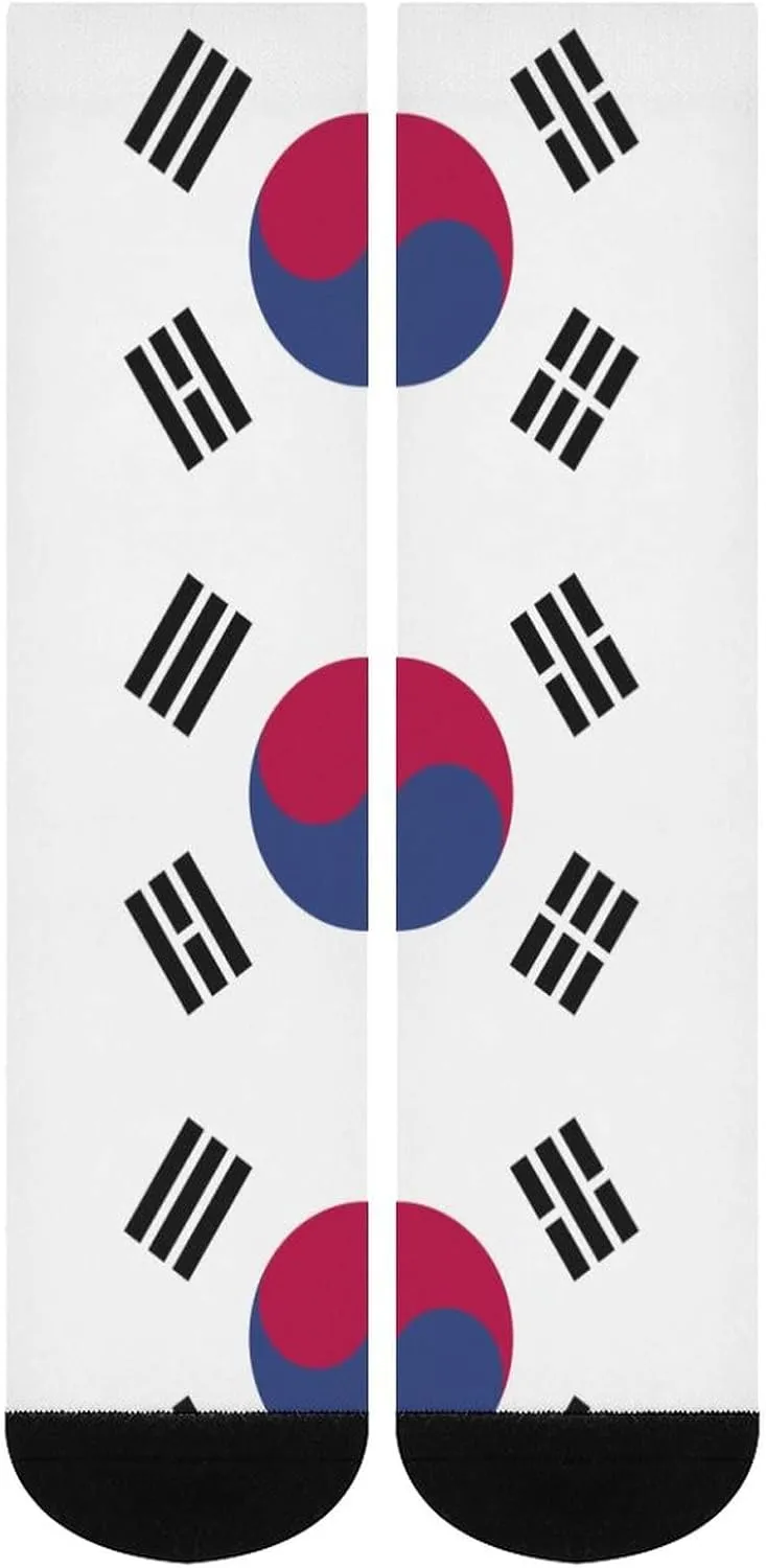 Sock Korean Flag Printed Long Casual Socks Fun Patterned Keep Warm Dress Socks