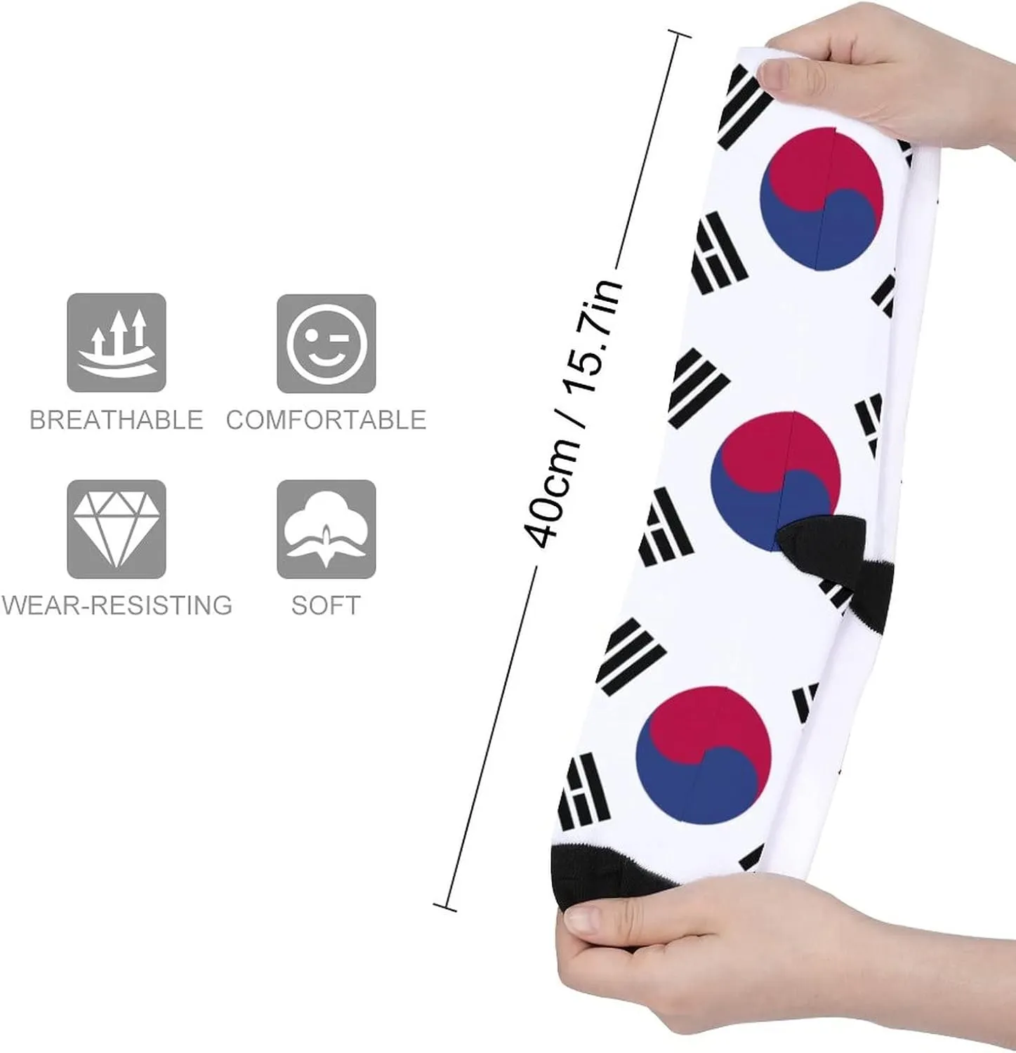 Sock Korean Flag Printed Long Casual Socks Fun Patterned Keep Warm Dress Socks