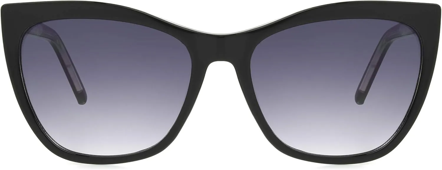Sofia Vergara x Foster Grant Women's Sofia Sunglasses Cat Eye, Crystal Clear and Black, 55 mm
