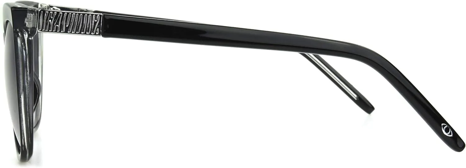 Sofia Vergara x Foster Grant Women's Sofia Sunglasses Cat Eye, Crystal Clear and Black, 55 mm