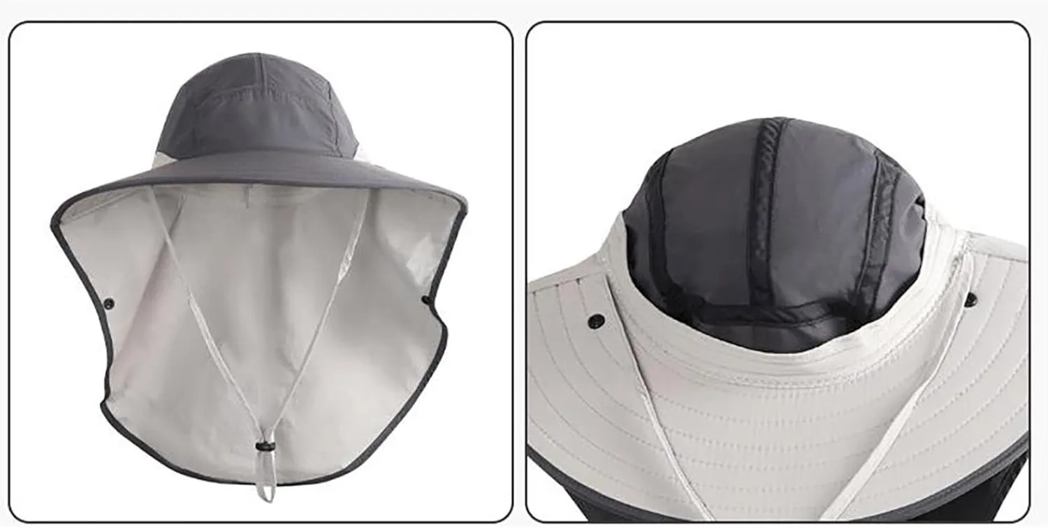 Solar Powered Sun Hat with Fans, Wide Brim Bucket Hat, UV Protection Outdoor Hat for Fishing Camping Hiking