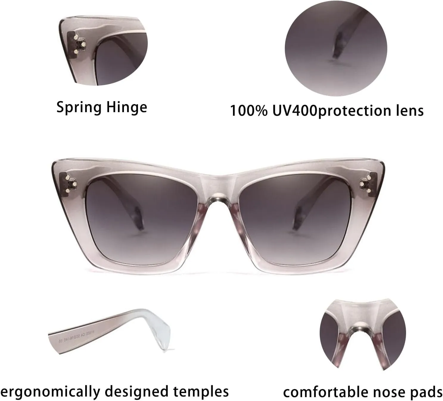 Square Cat Eye Polarized Sunglasses Women Men Oversized Trendy Sunnies Driving Anti-Glare UV400 Protection