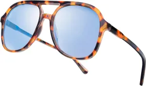Square Sunglasses for Women Men, 70s Oversized Polarized Aviator Sunglasses, Trend Ladies Sunglasses Sparkling Frame