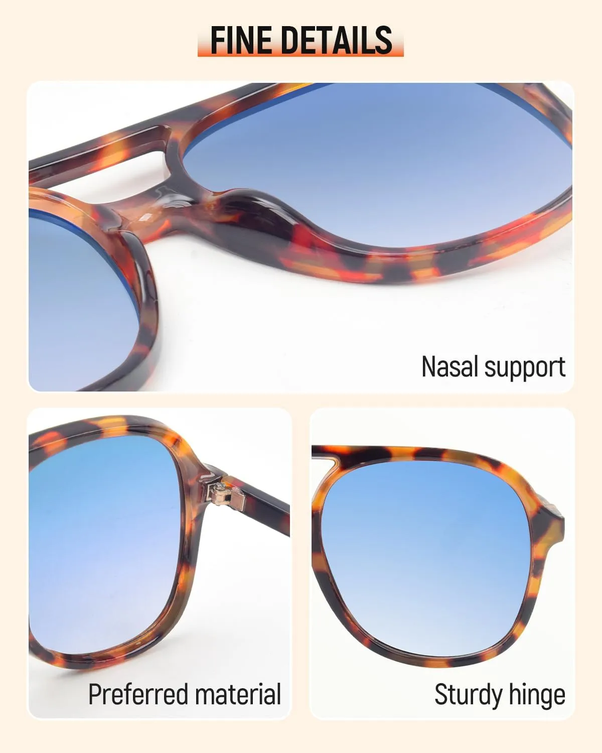 Square Sunglasses for Women Men, 70s Oversized Polarized Aviator Sunglasses, Trend Ladies Sunglasses Sparkling Frame