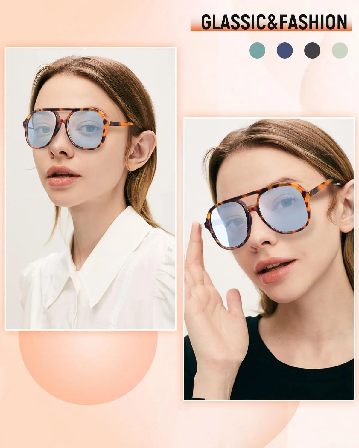 Square Sunglasses for Women Men, 70s Oversized Polarized Aviator Sunglasses, Trend Ladies Sunglasses Sparkling Frame