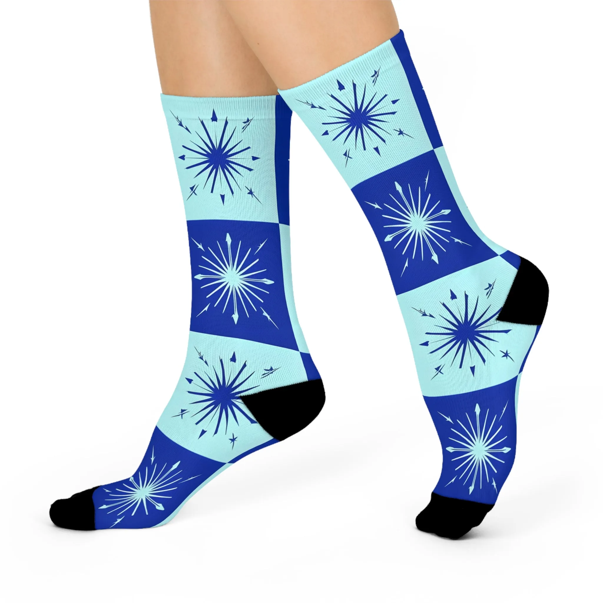 Starburst Patterned Cushioned Crew Socks | Cozy Fashionable Gift, Stylish Socks, Unique Winter Accessories, Fun Gift for Her, Christmas Gift