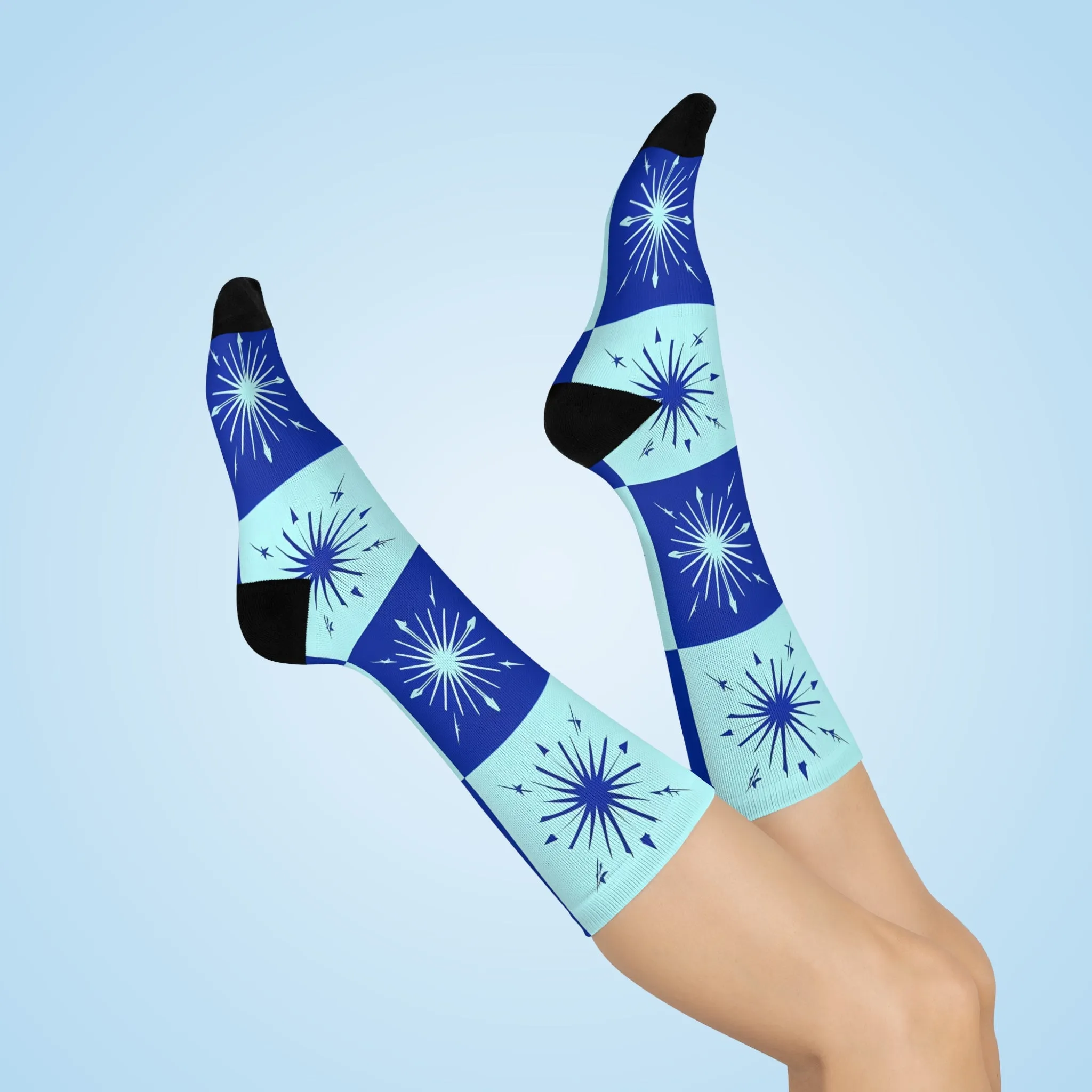 Starburst Patterned Cushioned Crew Socks | Cozy Fashionable Gift, Stylish Socks, Unique Winter Accessories, Fun Gift for Her, Christmas Gift