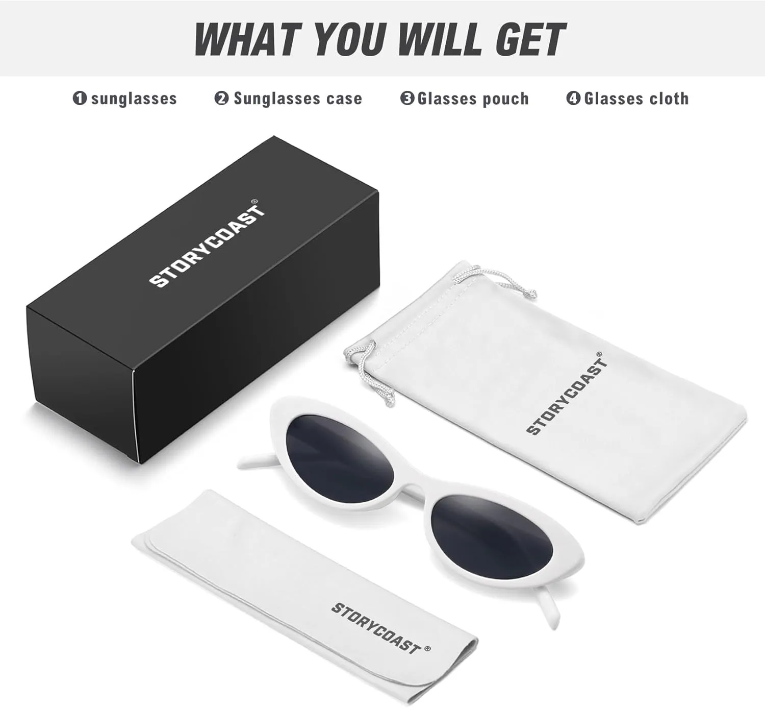 STORYCOAST Trendy Small Cat Eye Sunglasses for Women Retro 90s Oval Narrow Sun Glasses Vintage Skinny Shades UV400 Protection