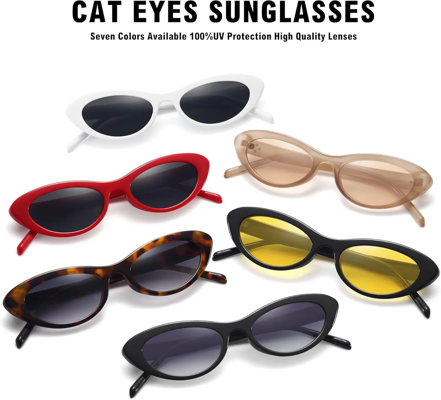 STORYCOAST Trendy Small Cat Eye Sunglasses for Women Retro 90s Oval Narrow Sun Glasses Vintage Skinny Shades UV400 Protection