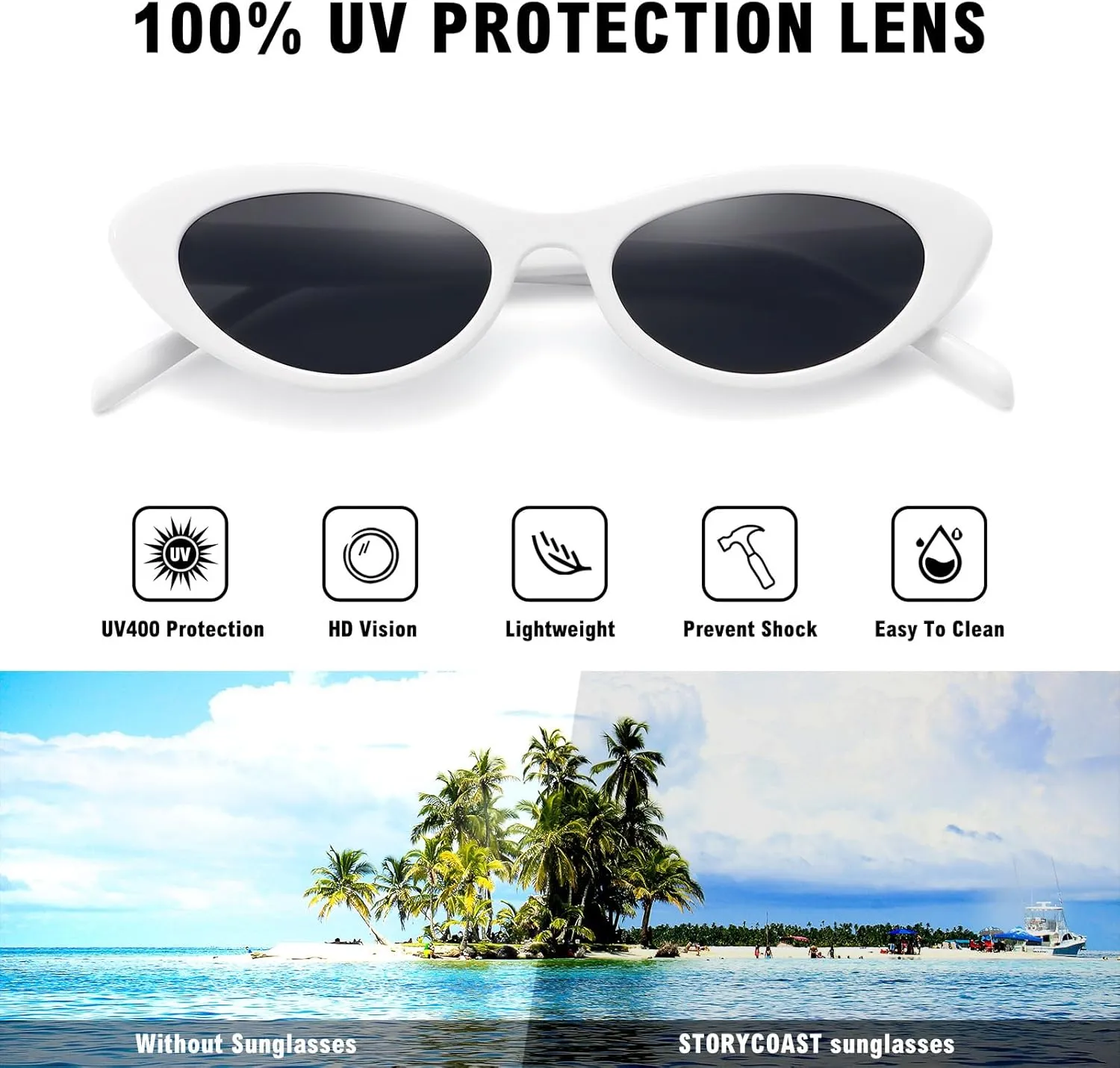 STORYCOAST Trendy Small Cat Eye Sunglasses for Women Retro 90s Oval Narrow Sun Glasses Vintage Skinny Shades UV400 Protection