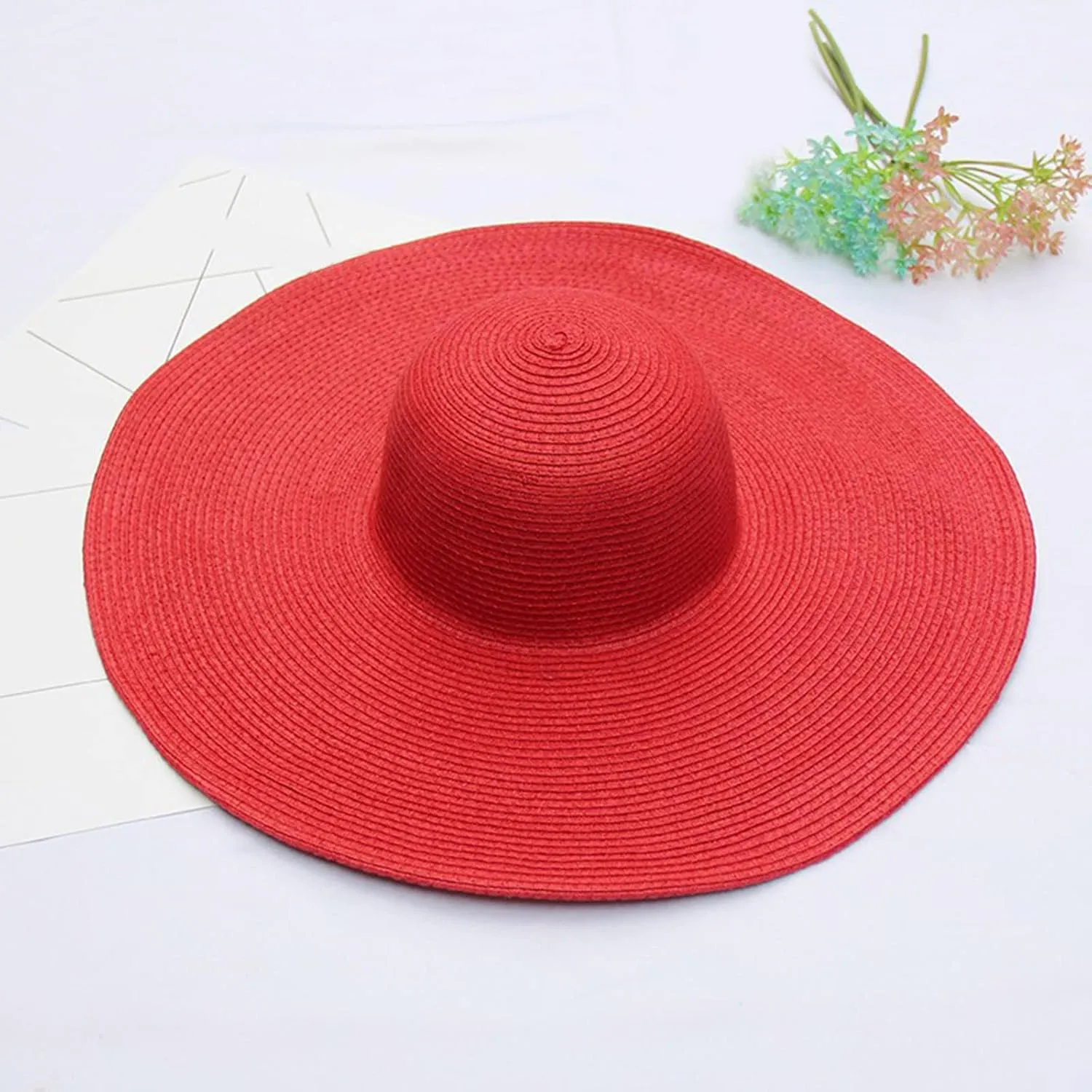 Straw Sun Hat Womens Summer Sun UV Protection Hat Wide Brim Foldable Straw Hat Outdoor Traveling Beach Hats