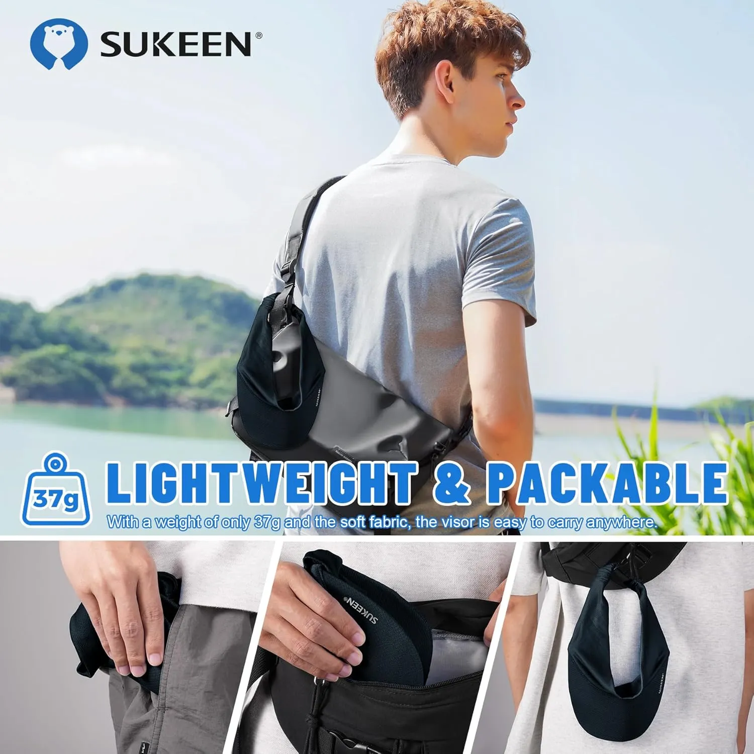 Sukeen Cooling Stretchy Visor Free Size Cool Hat with UV Protection Brim Peak Vizor for Golf, Tennis, Cycling, Running