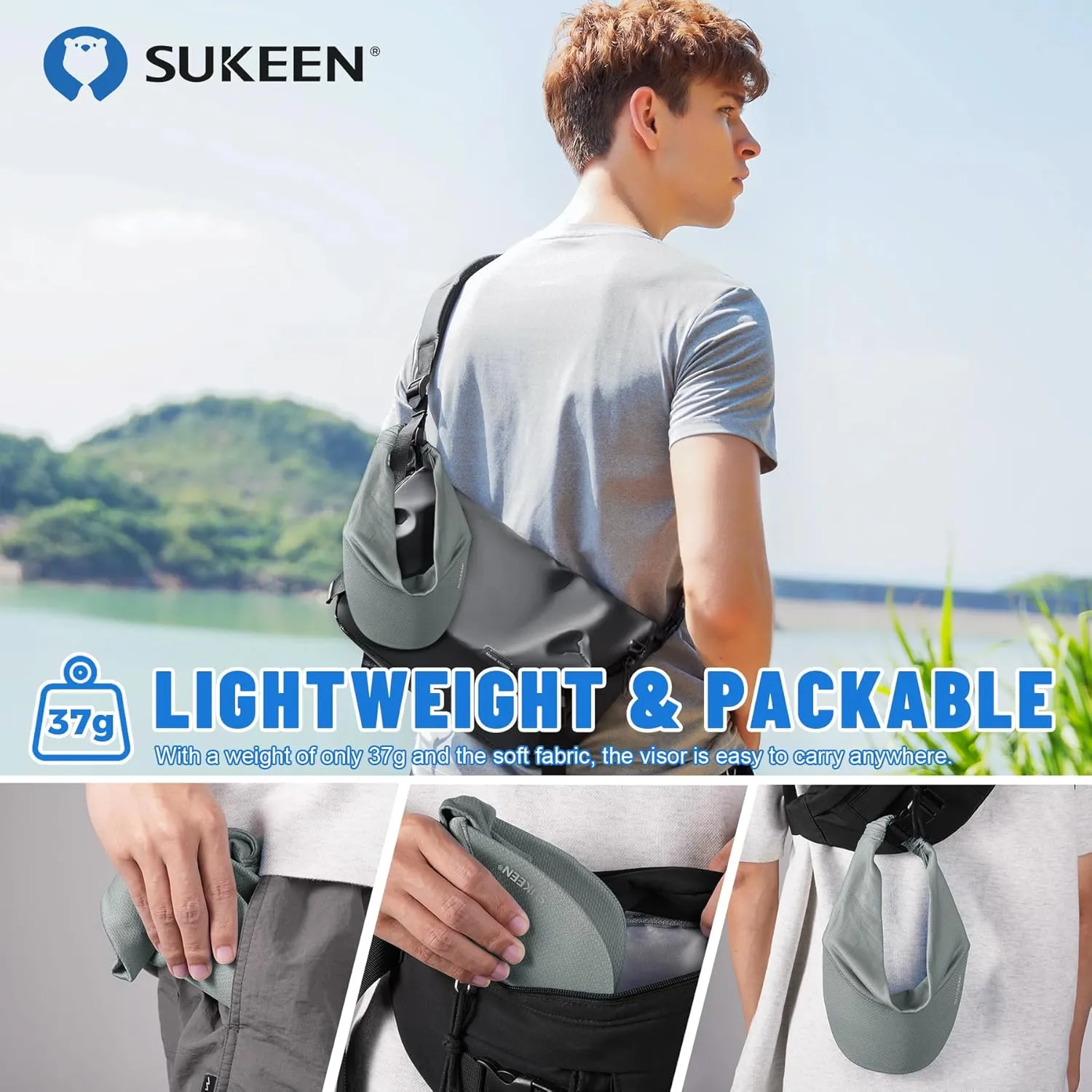 Sukeen Cooling Stretchy Visor Free Size Cool Hat with UV Protection Brim Peak Vizor for Golf, Tennis, Cycling, Running