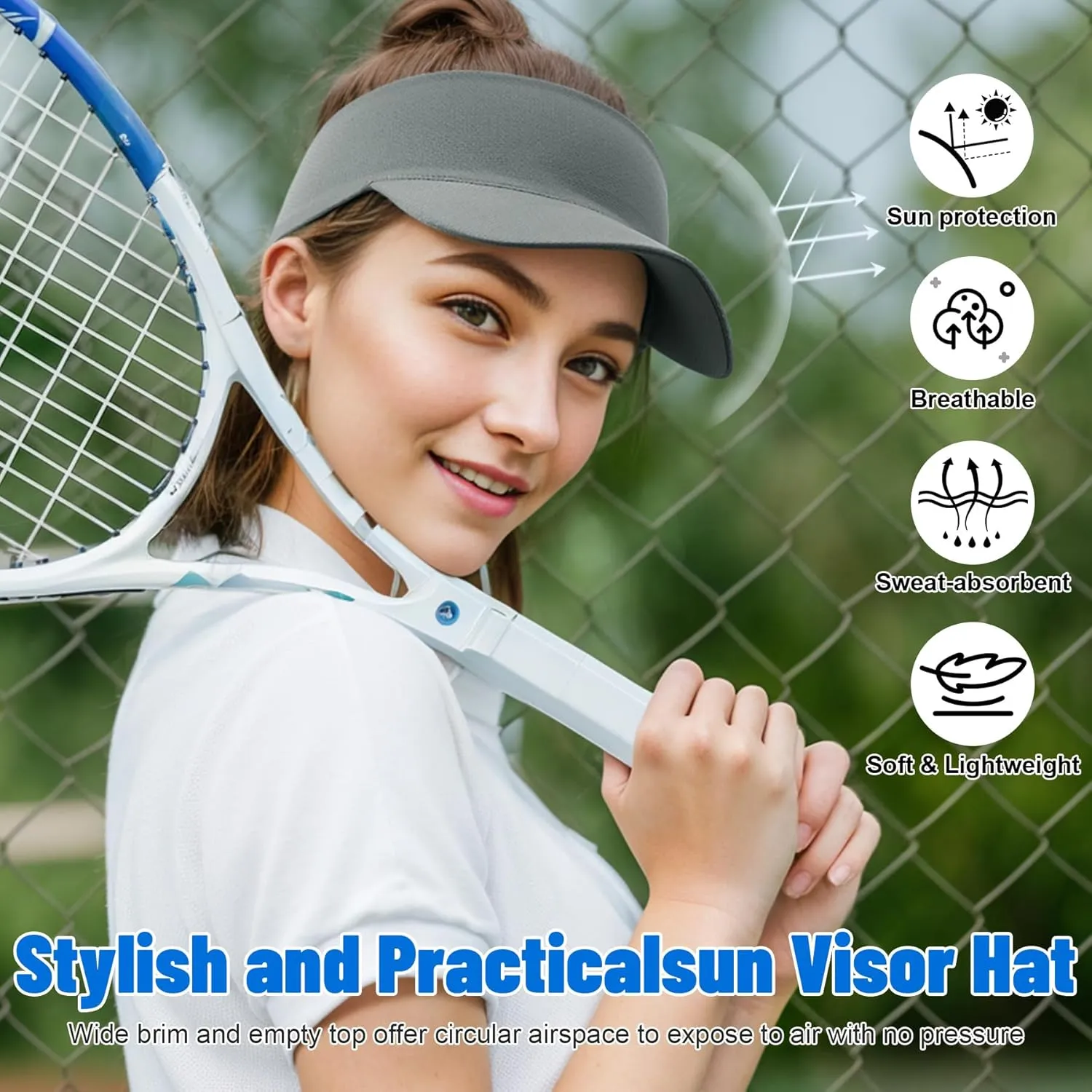 Sukeen Cooling Stretchy Visor Free Size Cool Hat with UV Protection Brim Peak Vizor for Golf, Tennis, Cycling, Running