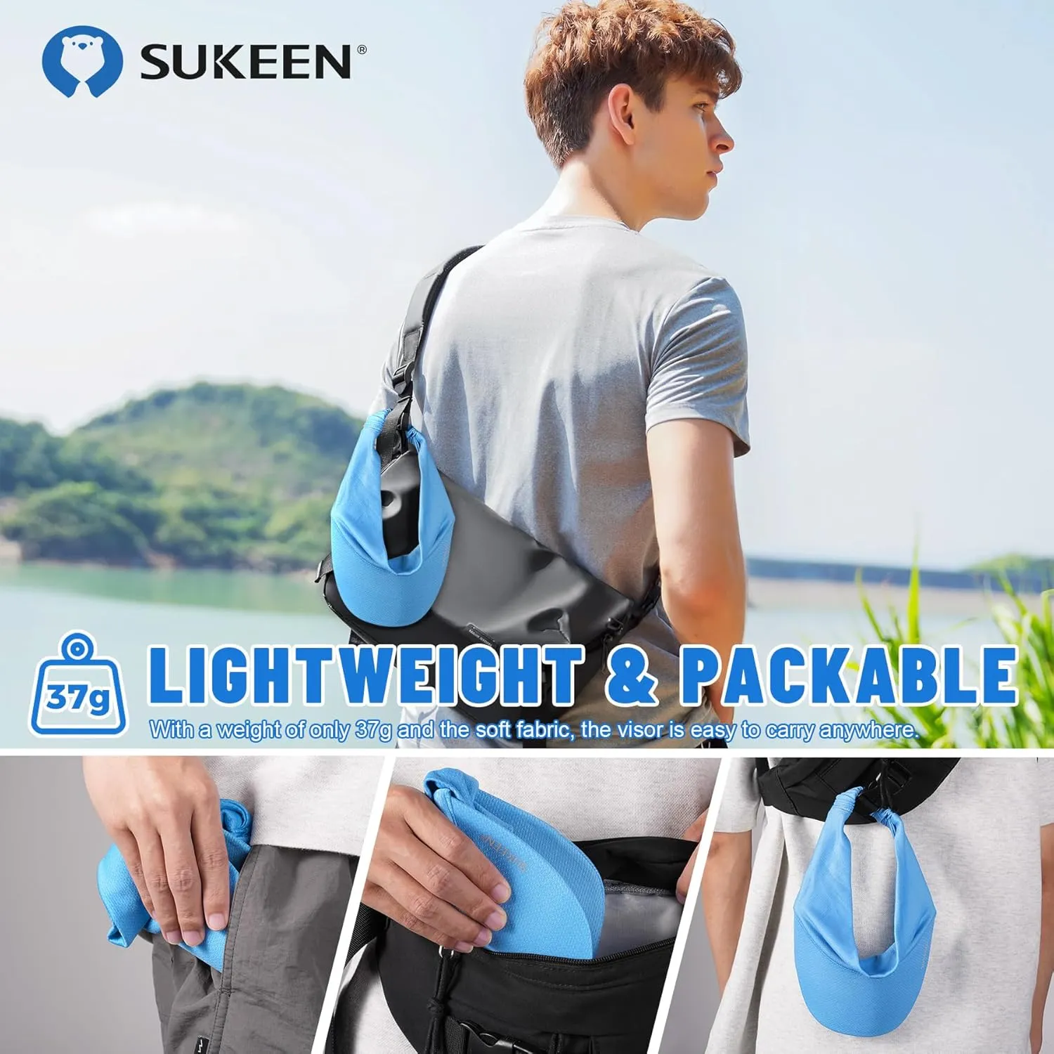 Sukeen Cooling Stretchy Visor Free Size Cool Hat with UV Protection Brim Peak Vizor for Golf, Tennis, Cycling, Running