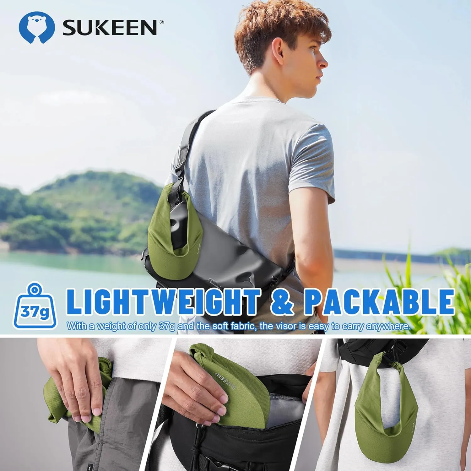 Sukeen Cooling Stretchy Visor Free Size Cool Hat with UV Protection Brim Peak Vizor for Golf, Tennis, Cycling, Running