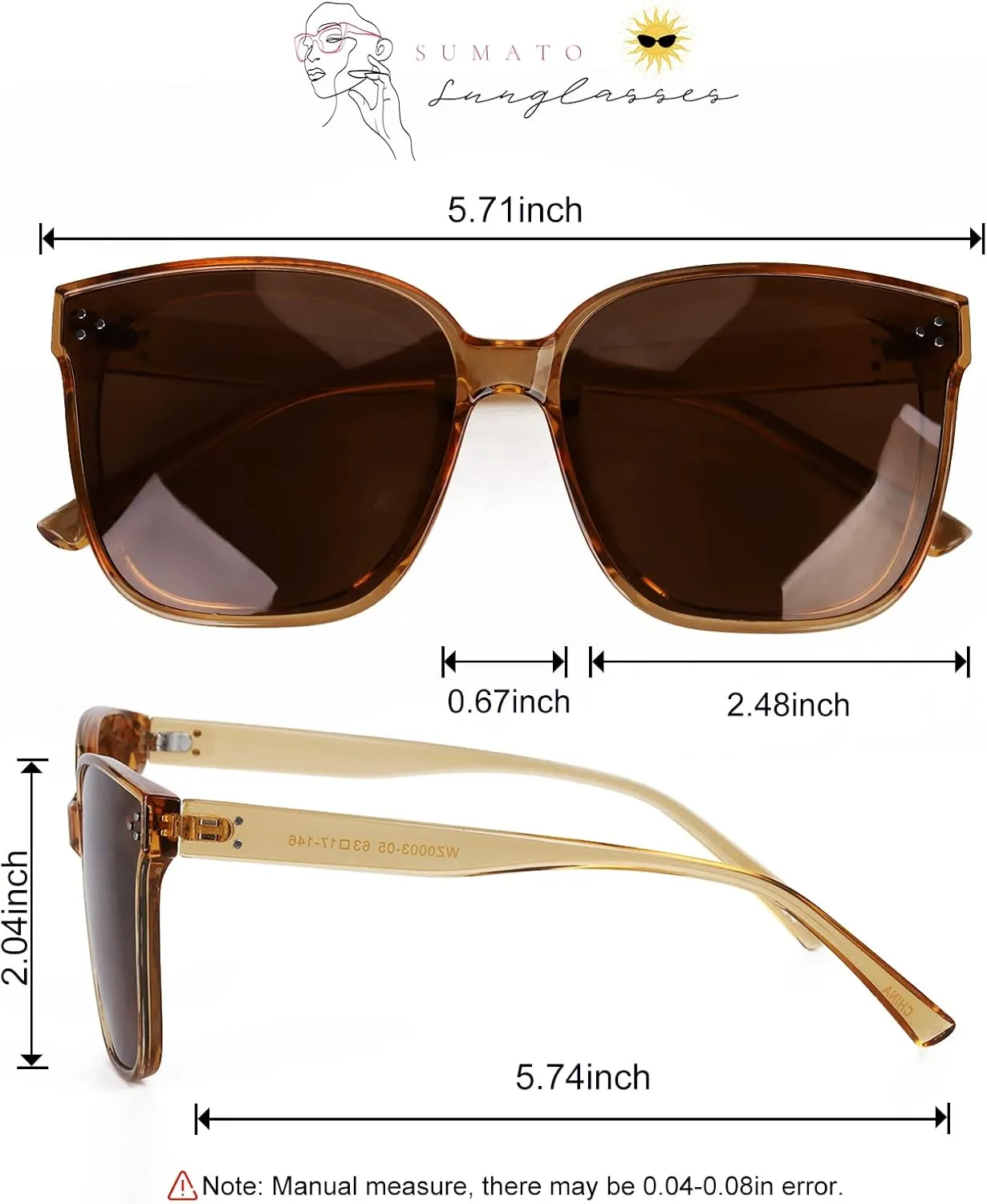 Sumato Sunglasses Womens, Oversized Pink Sunglasses for Women with Trendy Mirrored Lens UV400 Blocking