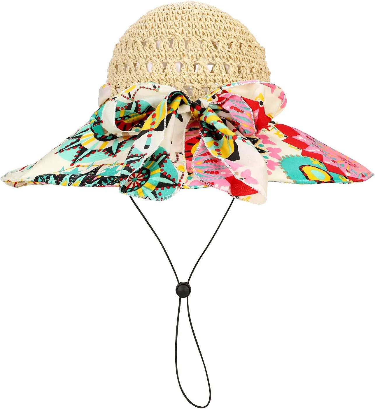 Summer Anti-UV Wide Brim Beach Hats Women Flower Floppy Foldable Roll up Cap