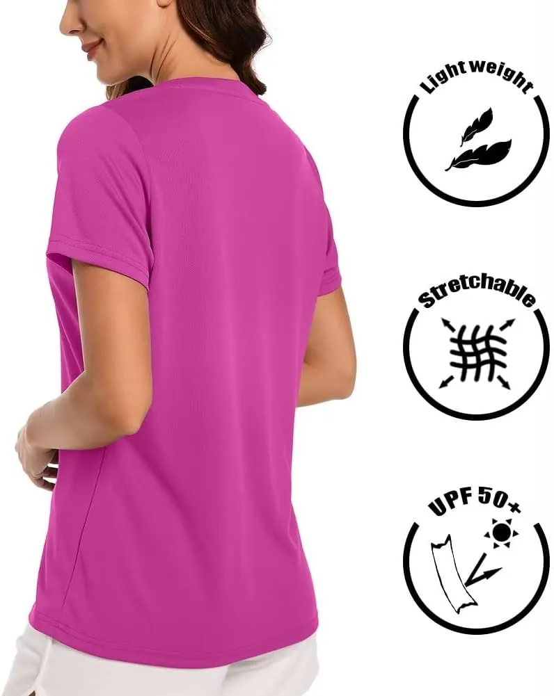 Summer Athletic Running Shirt for Woman Quick Dry UV Protection Breathable Moisture-Wicking Running Tops