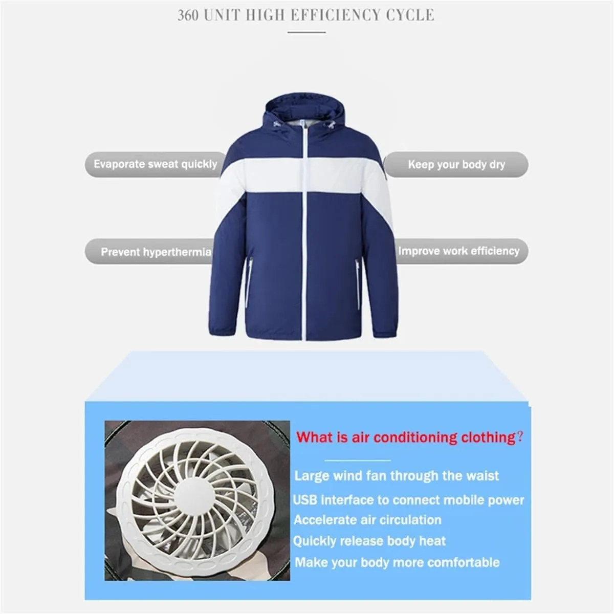 Summer Outdoor Anti-UV Coat with Battery Quick Cooling Wearable Fans Breathable Top Fishing Cycling Jacket