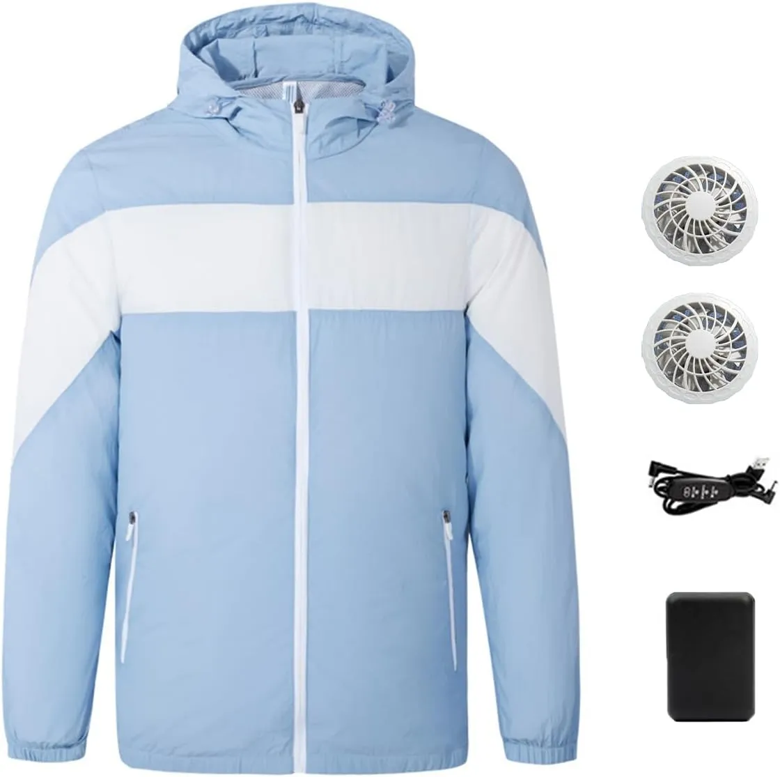 Summer Outdoor Anti-UV Coat with Battery Quick Cooling Wearable Fans Breathable Top Fishing Cycling Jacket