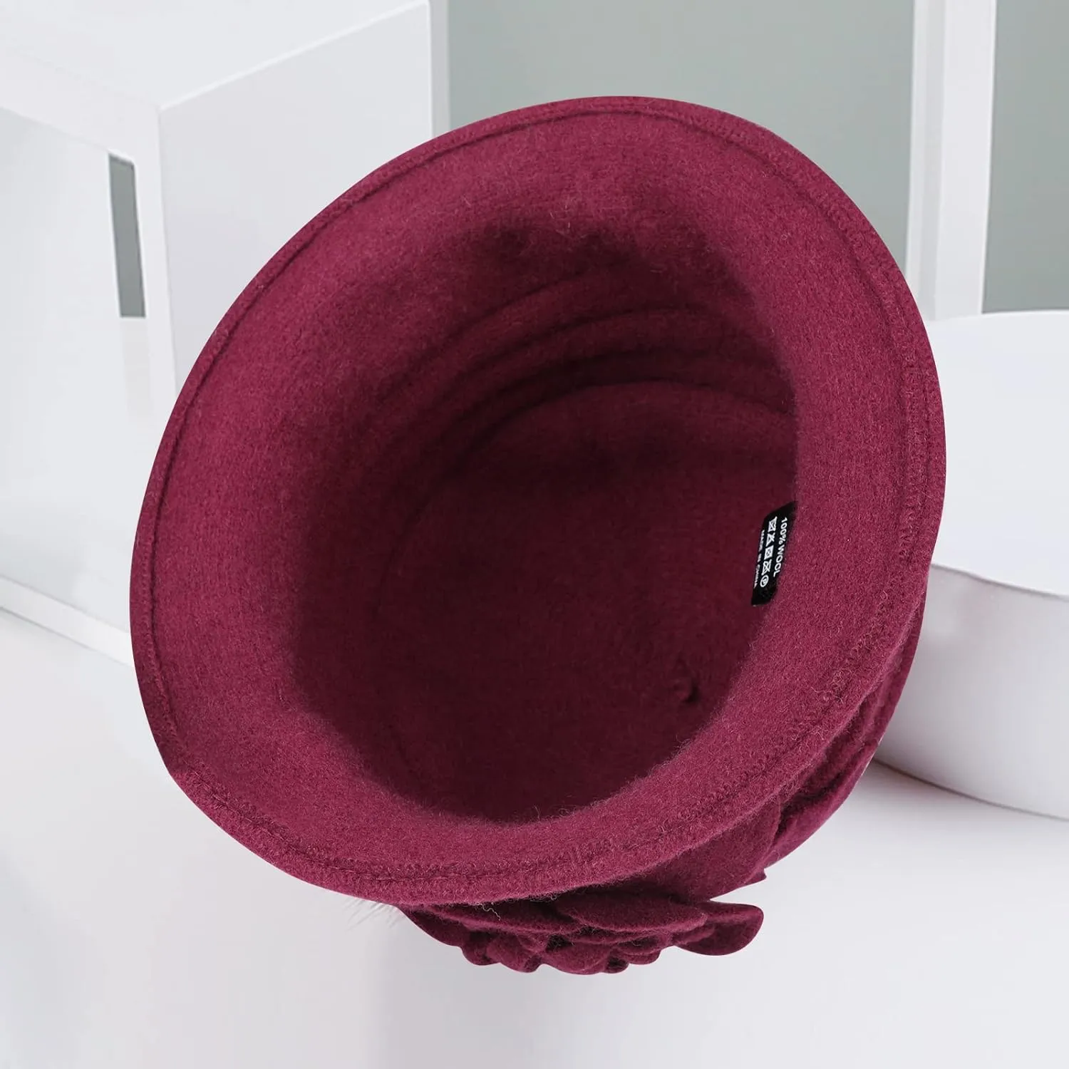 Sumolux Women Beret Hat French Vintage Floral Wool Dress Cloche Classic Winter Hat 1920s