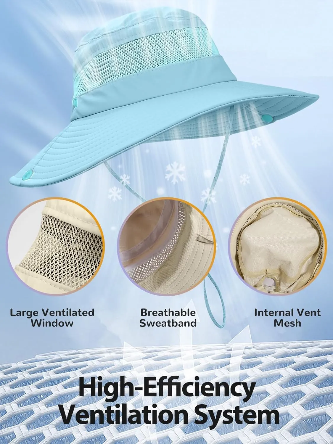 Sun Bucket Beach Hats for Women with Ponytail Hole,Sun Protection UV UPF50  Waterproof Fishing Safari Hiking Hat