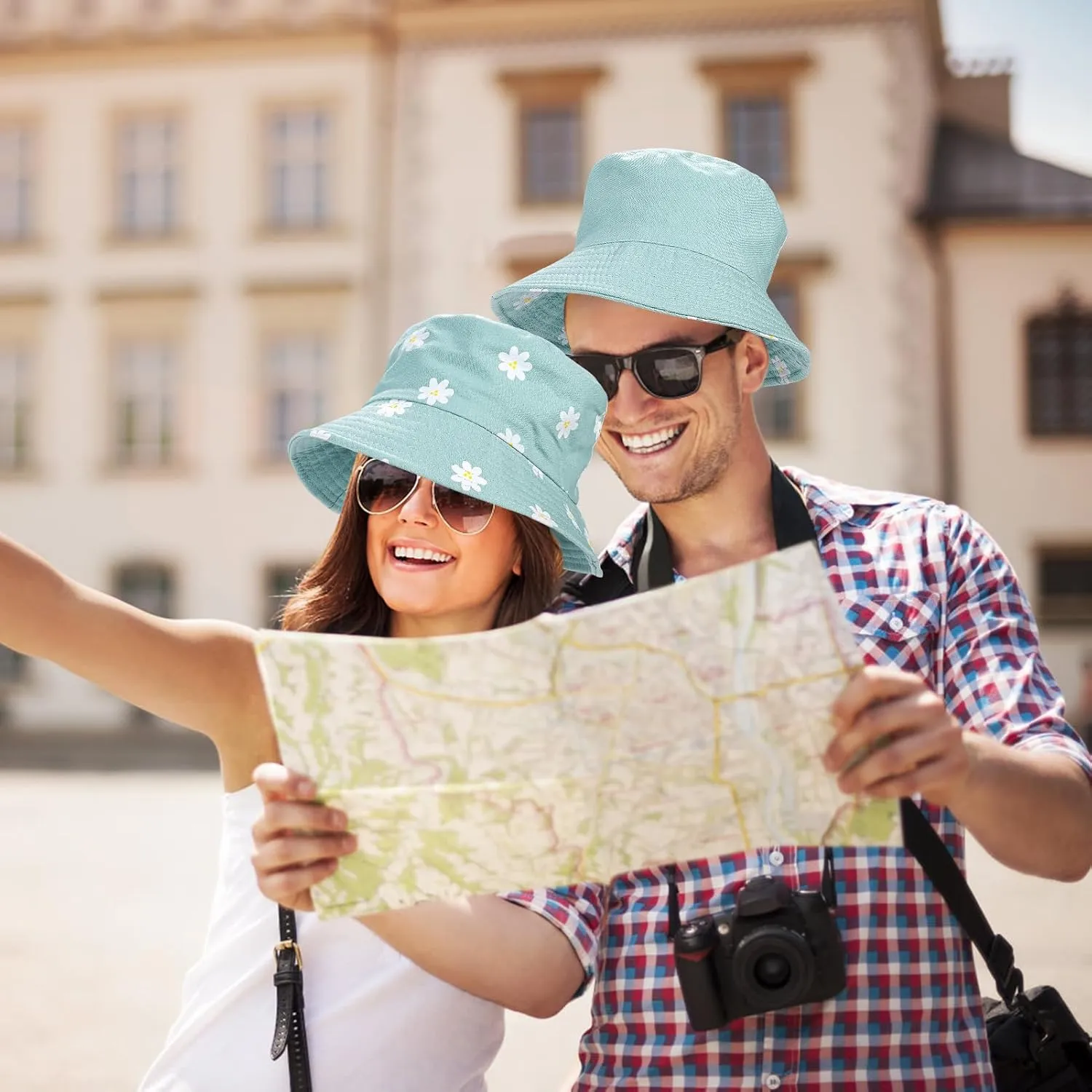 Sun Hat for Women Bucket Hat Cotton Reversible Summer Travel Beach Fishing Cap