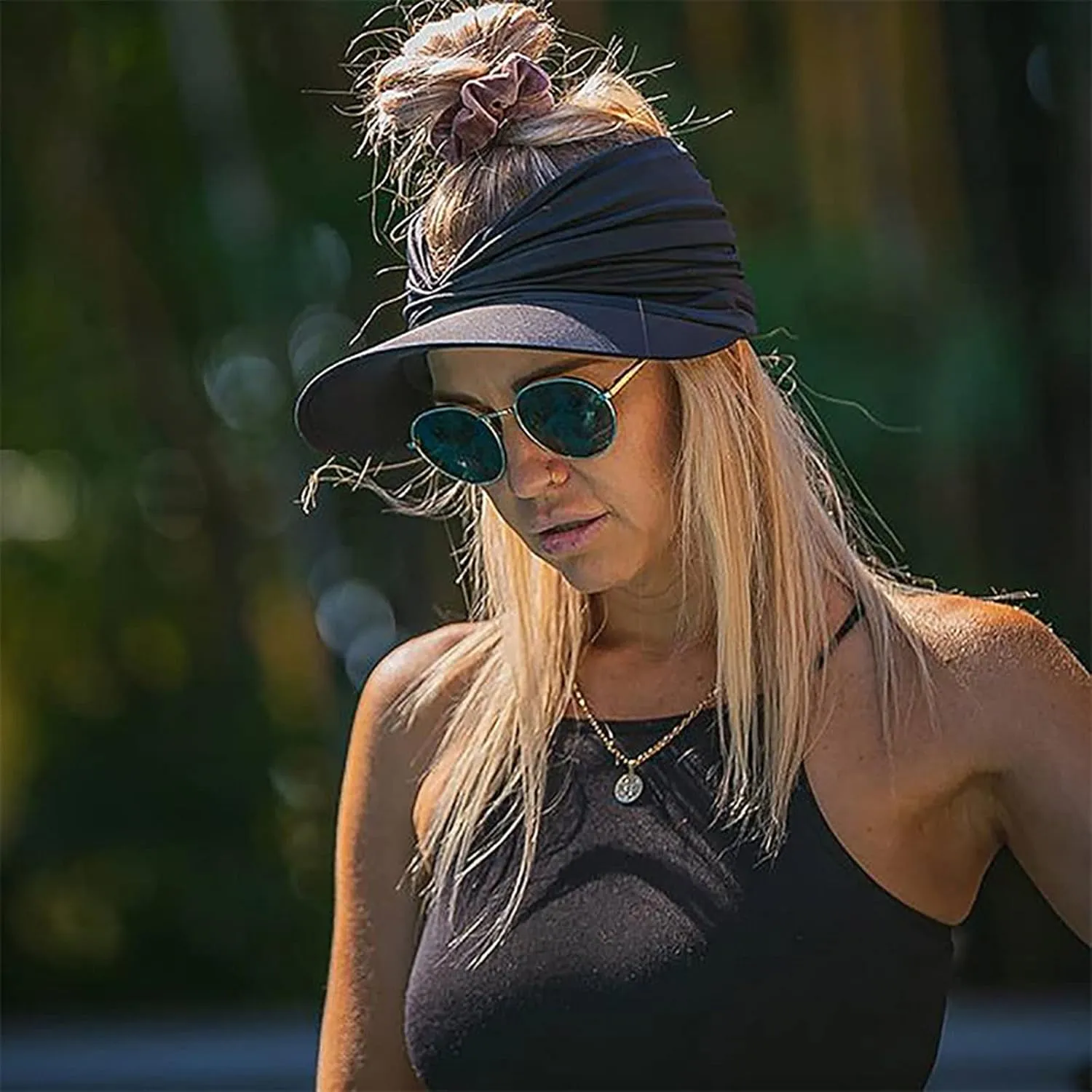Sun Hat Women Beach Empty Roof Sun Hats Visor Cap UV Protection with Wide Brim for Sports Golf Hiking Ponytail Caps