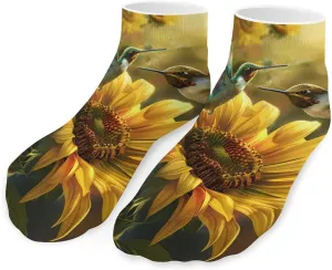 Sunflower Hummingbirds Ankle Socks Breathable Low Cut Sports Socks Casual No Show Sock for Women Men