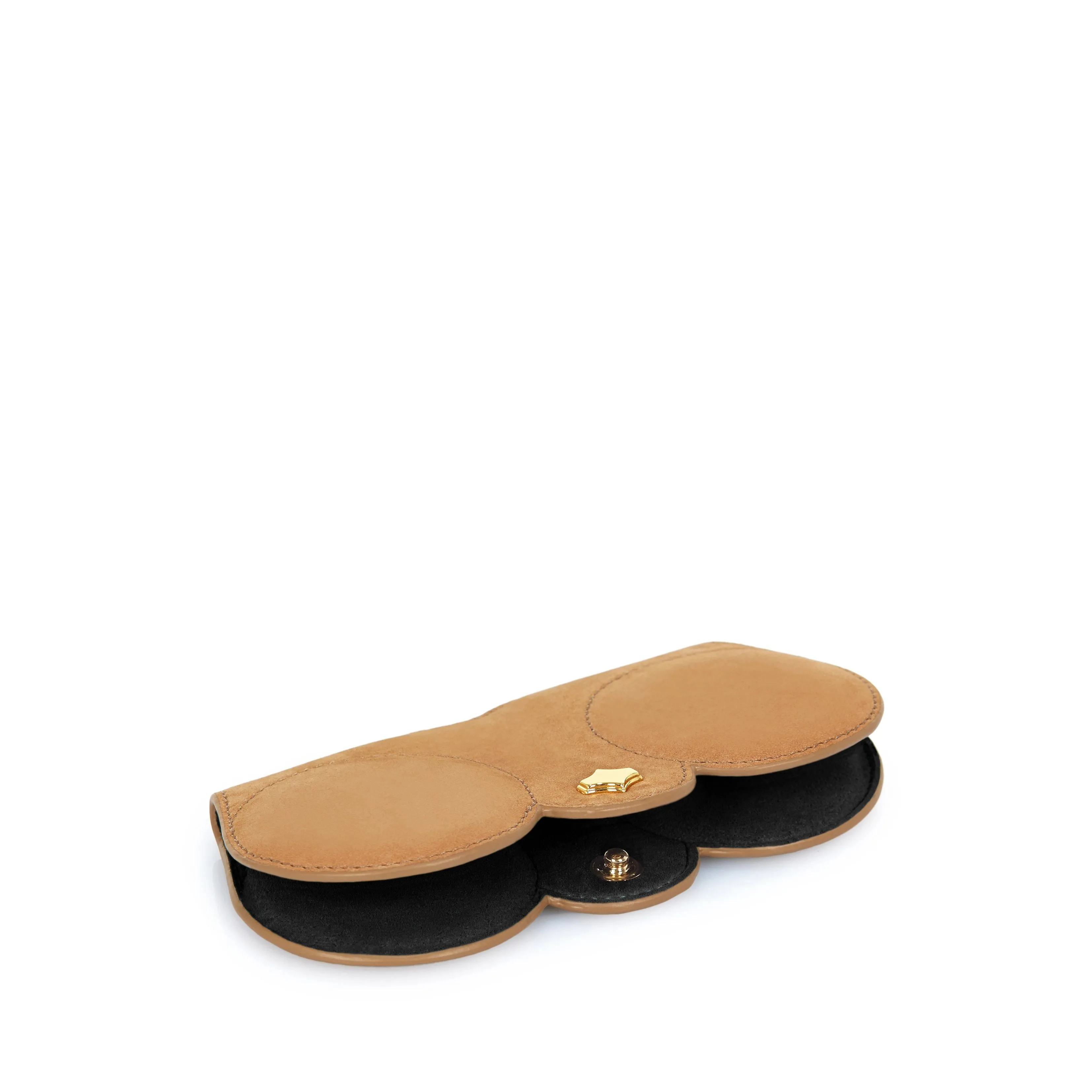 Sunglasses Case | Light Brown | Nubuck Leather Gold Plated