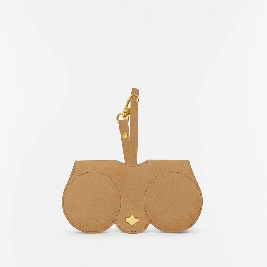 Sunglasses Case | Light Brown | Nubuck Leather Gold Plated