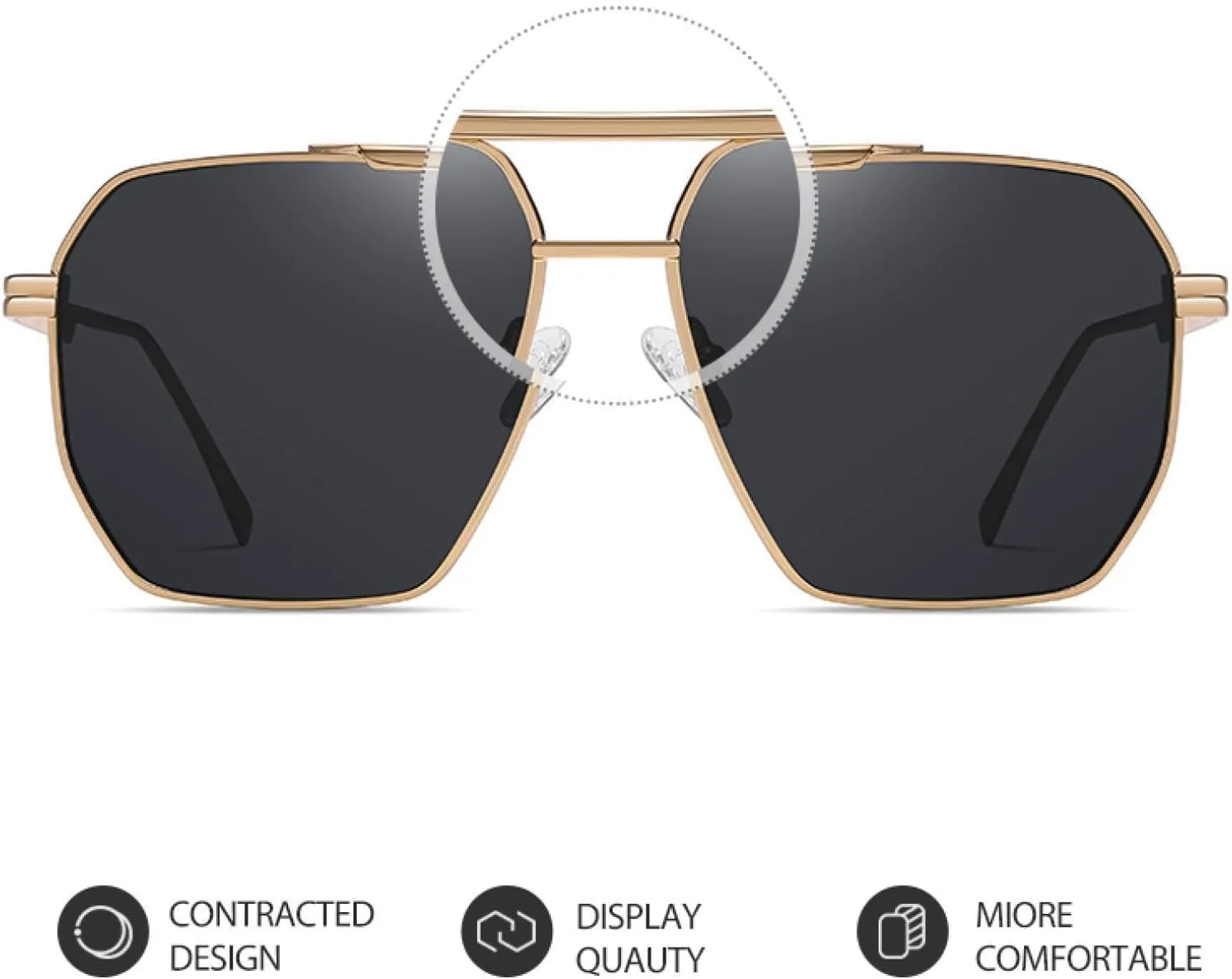 Sunglasses for Men Uv400 Retro Metal Polygon Frame Driving Fishing Bike Travel