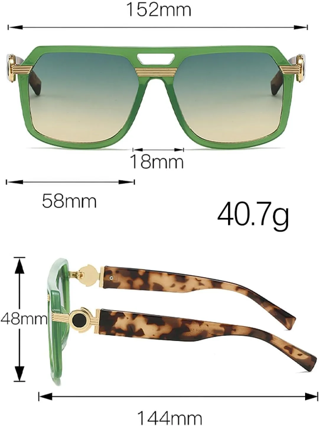 Sunglasses for Women Fashionable Frame Glasses with Golden Decorative