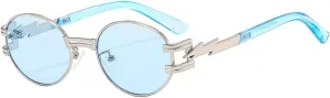 Sunglasses Women Men Hip Hop Lightning Decorative Retro Oval Trendy Outdoor Street Sun Glasses Uv400