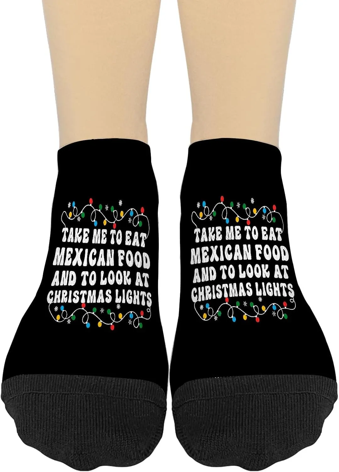 Take Me To Eat Mexican Food And To Look At Christmas Lightss Athletic Socks Women Low Cut ForWomen Sock No Show Ankle Socks HumorSocks