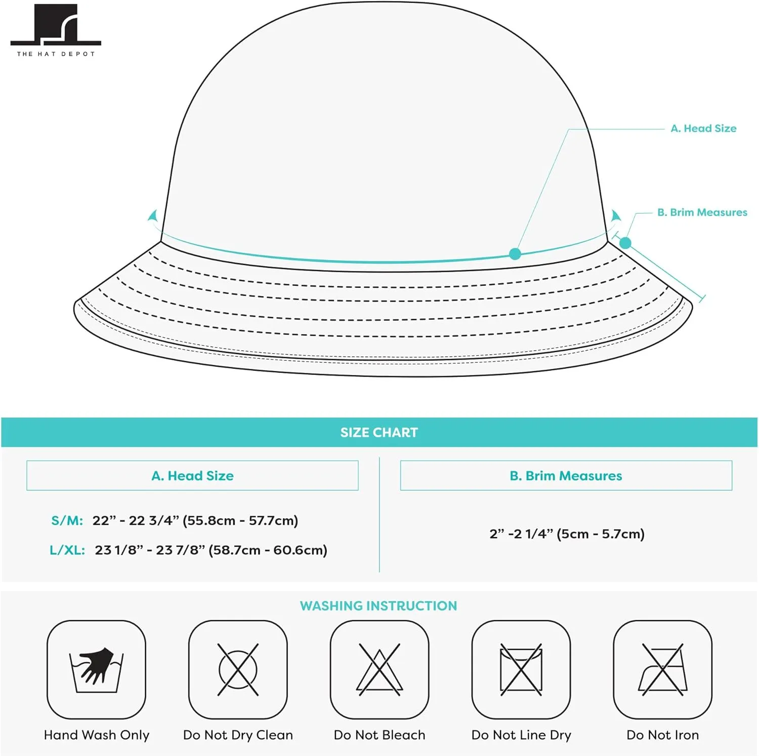 The Hat Depot Bucket Sun Hat 100% Cotton Long Brim and Deeper & Round Top Tennis Packable Summer Fashion Outdoor Hat