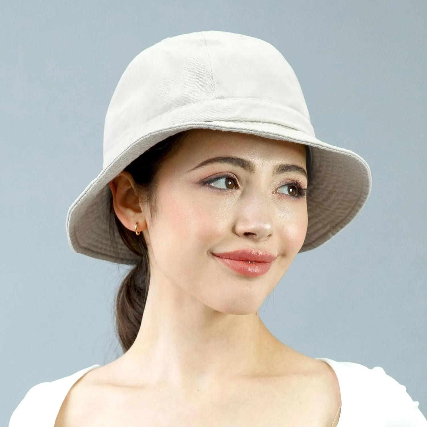 The Hat Depot Bucket Sun Hat 100% Cotton Long Brim and Deeper & Round Top Tennis Packable Summer Fashion Outdoor Hat