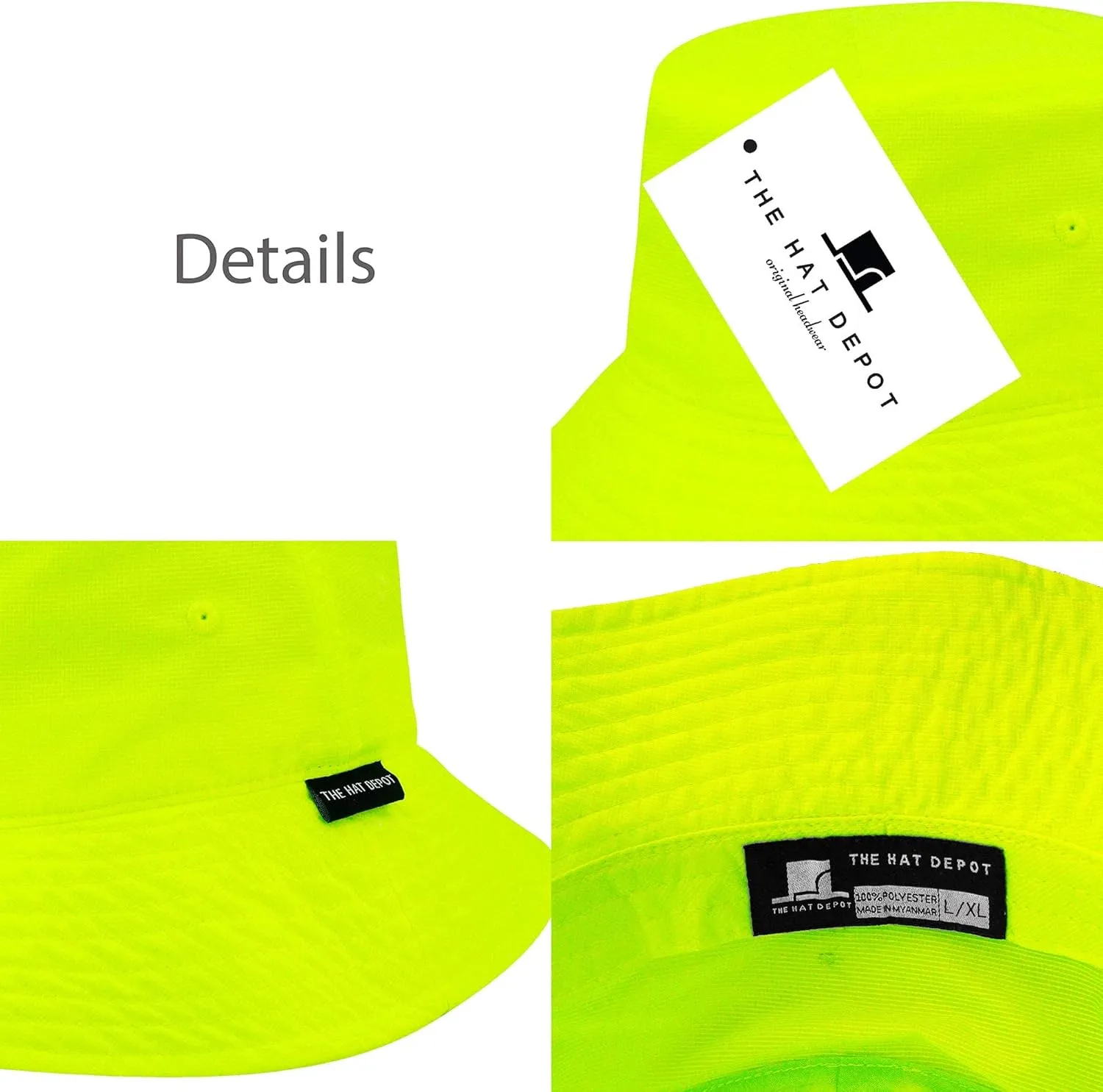 The Hat Depot Lightweight, Quick Dry Polyester Packable Nylon Bucket Sun Hat