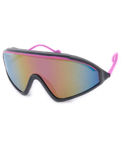 THE LIP Black/Pink 90s Shield Sunglasses