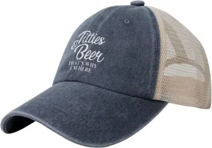 Titties and Beer That's Why I'm Here Cowboy Mesh Baseball Cap Denim Baseball Cap Baseball Cap