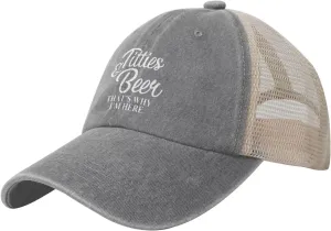 Titties and Beer That's Why I'm Here Cowboy Mesh Baseball Cap Denim Baseball Cap Baseball Cap