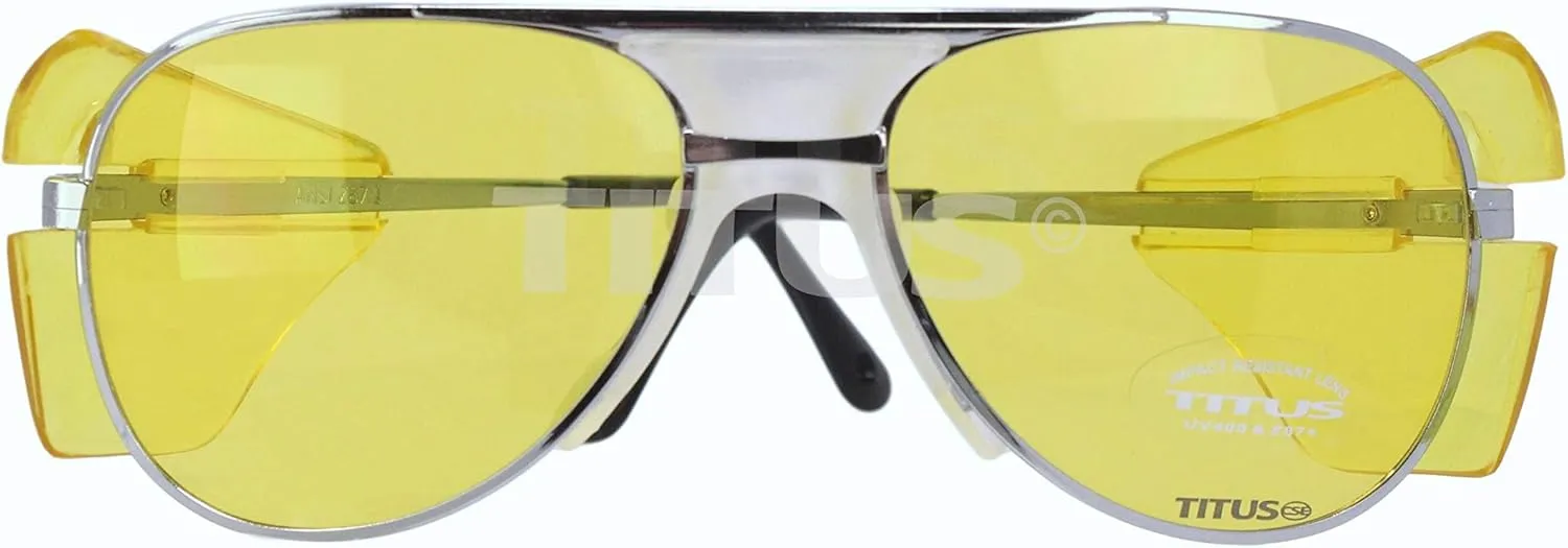 TITUS G77 Premium Metal Frame Aviator Z87 , Z87.1 Safety Glasses Side Shield Motorcycle Shooting DOT ANSI CE Approved Eyewear