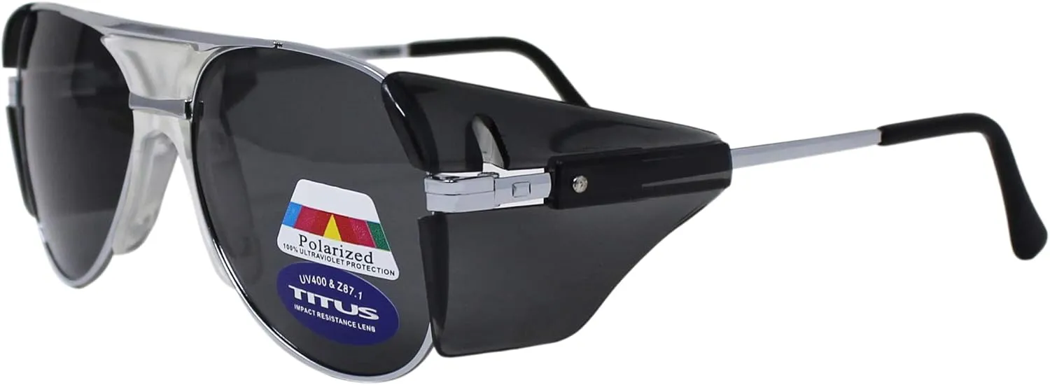 TITUS G77 Premium Metal Frame Aviator Z87 , Z87.1 Safety Glasses Side Shield Motorcycle Shooting DOT ANSI CE Approved Eyewear