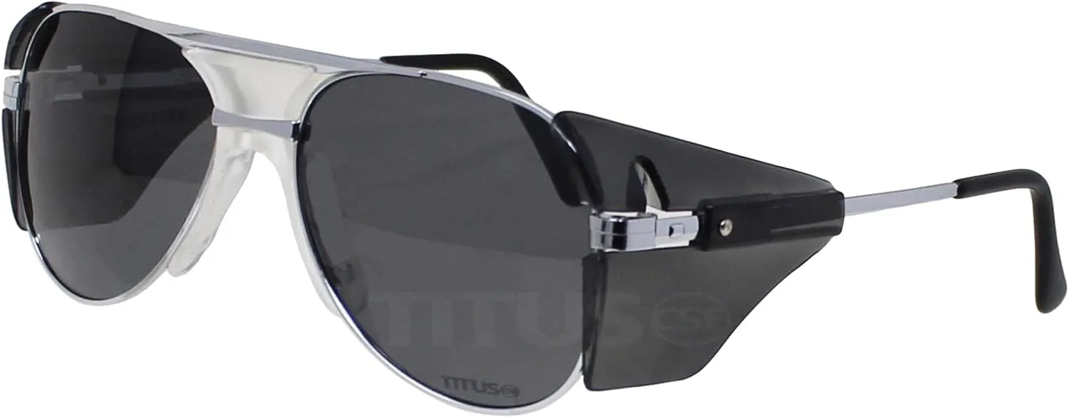 TITUS G77 Premium Metal Frame Aviator Z87 , Z87.1 Safety Glasses Side Shield Motorcycle Shooting DOT ANSI CE Approved Eyewear