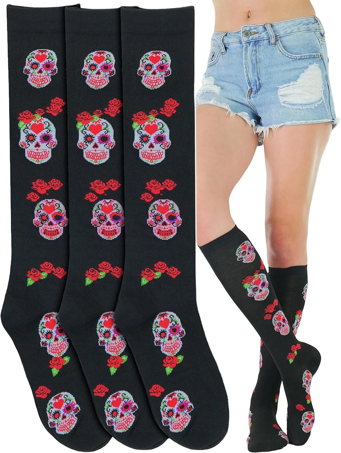 ToBeInStyle Women's Colorful Patterned Design Knee High Socks