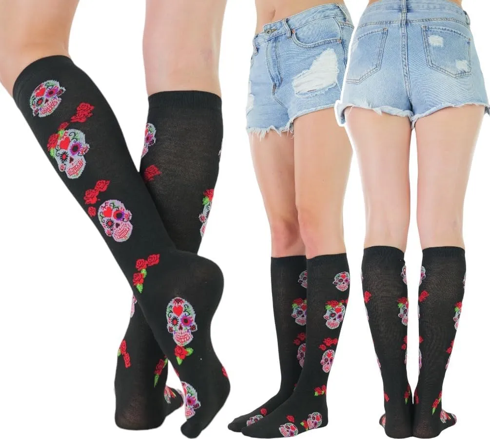 ToBeInStyle Women's Colorful Patterned Design Knee High Socks